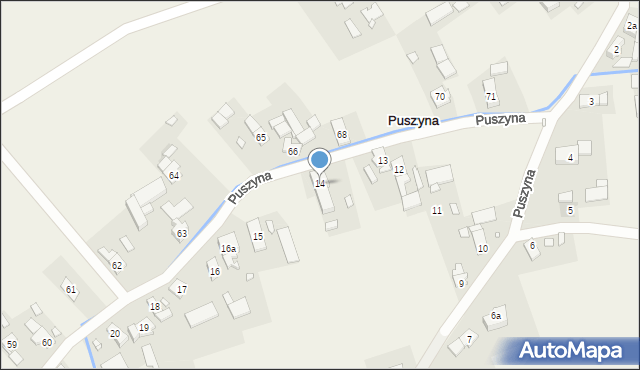 Puszyna, Puszyna, 14, mapa Puszyna