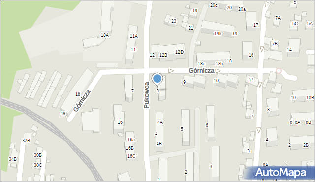 Rybnik, Pukowca Józefa, hm., 8, mapa Rybnika