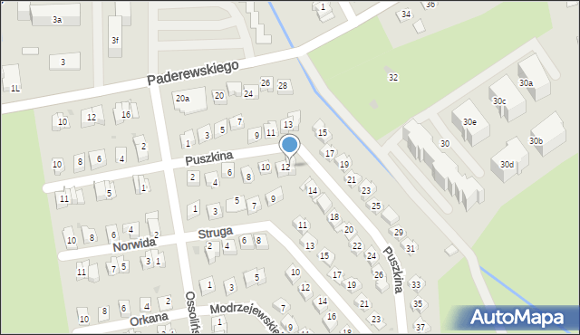 Rzeszów, Puszkina Aleksandra, 12a, mapa Rzeszów