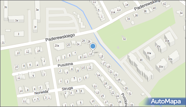 Rzeszów, Puszkina Aleksandra, 13a, mapa Rzeszów