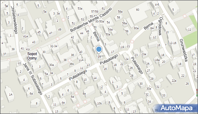 Sopot, Pułaskiego Kazimierza, gen., 15, mapa Sopotu