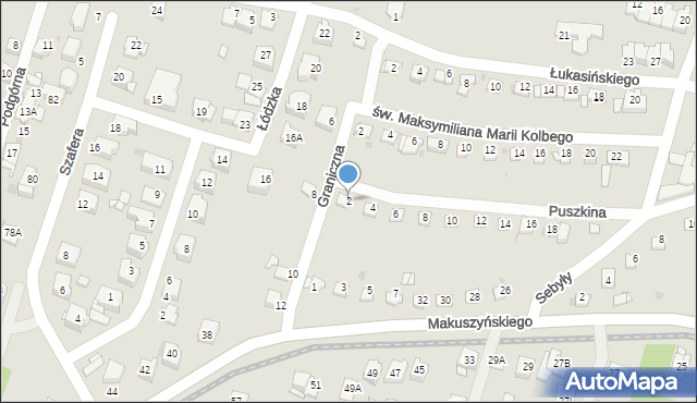 Sosnowiec, Puszkina Aleksandra, 2, mapa Sosnowca