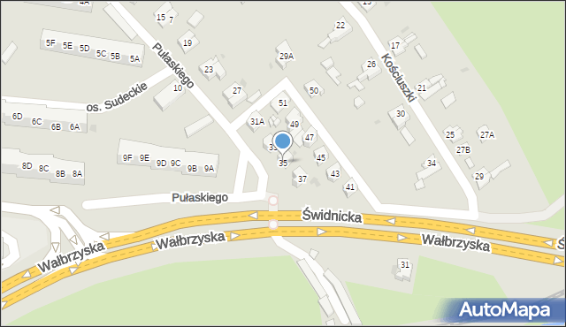 Świebodzice, Pułaskiego Kazimierza, gen., 35, mapa Świebodzice