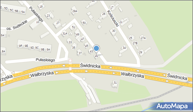 Świebodzice, Pułaskiego Kazimierza, gen., 41, mapa Świebodzice