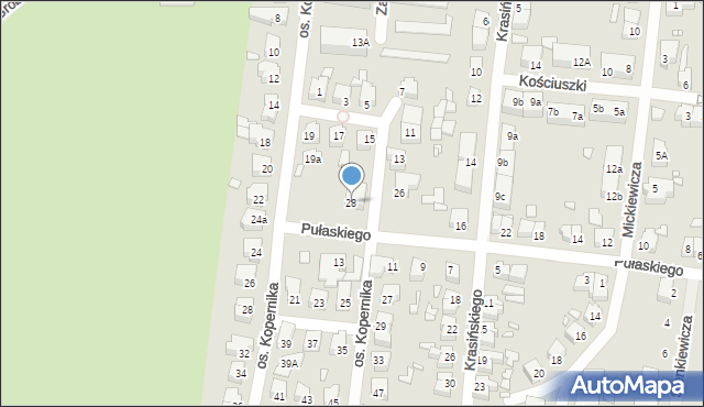 Świebodzin, Pułaskiego, 28, mapa Świebodzin