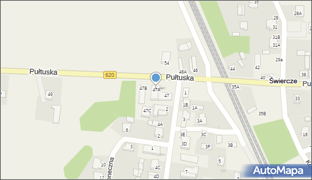 Świercze, Pułtuska, 47A, mapa Świercze