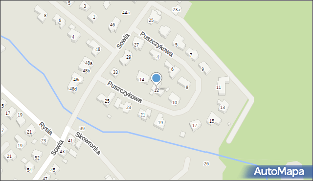 Szczecin, Puszczykowa, 12, mapa Szczecina