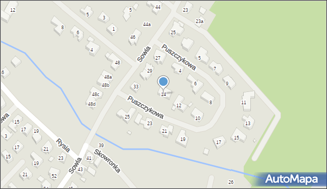 Szczecin, Puszczykowa, 14, mapa Szczecina