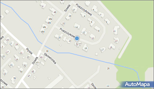 Szczecin, Puszczykowa, 21, mapa Szczecina