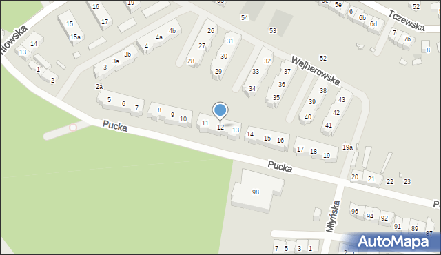 Szczecin, Pucka, 12, mapa Szczecina