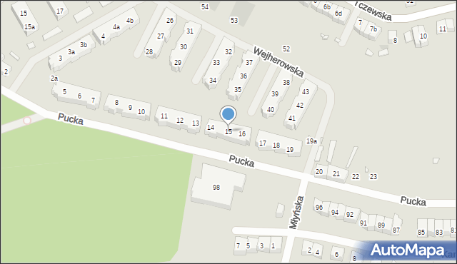 Szczecin, Pucka, 15, mapa Szczecina