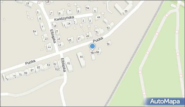 Szczecin, Pucka, 59, mapa Szczecina