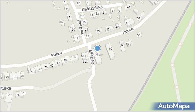 Szczecin, Pucka, 61A, mapa Szczecina