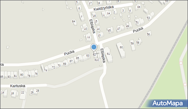 Szczecin, Pucka, 62, mapa Szczecina