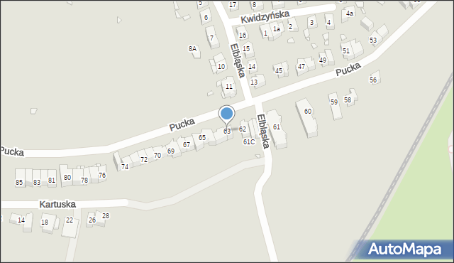 Szczecin, Pucka, 63, mapa Szczecina