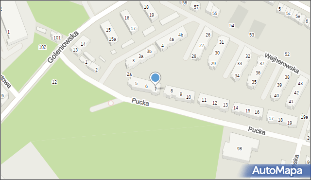 Szczecin, Pucka, 7, mapa Szczecina