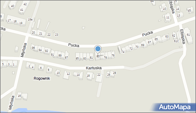 Szczecin, Pucka, 80, mapa Szczecina