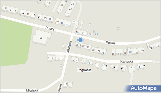 Szczecin, Pucka, 95, mapa Szczecina