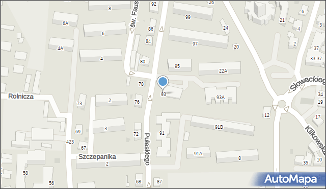 Tarnów, Pułaskiego Kazimierza, gen., 93, mapa Tarnów