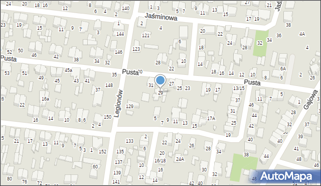 Tomaszów Mazowiecki, Pusta, 29, mapa Tomaszów Mazowiecki