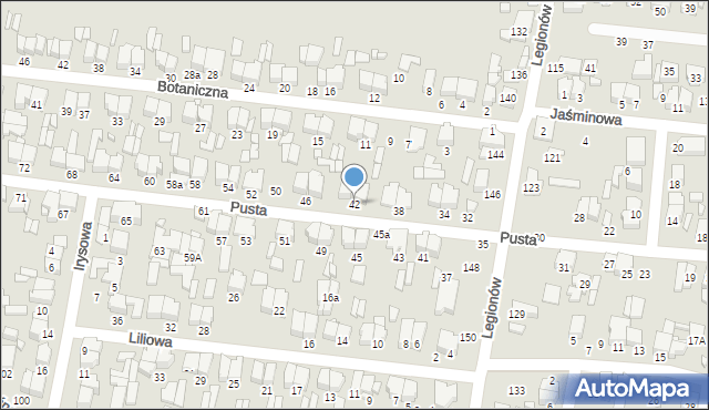 Tomaszów Mazowiecki, Pusta, 42, mapa Tomaszów Mazowiecki