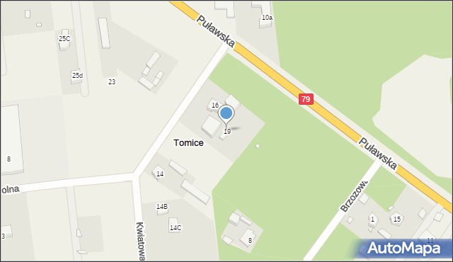 Tomice, Puławska, 19, mapa Tomice