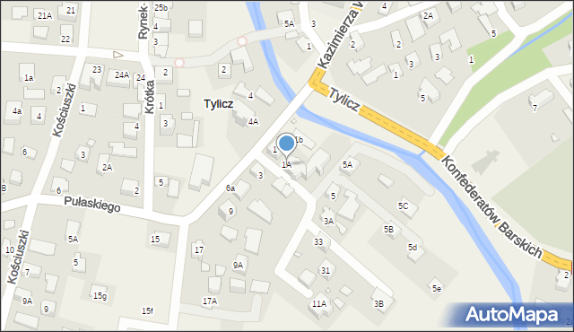 Tylicz, Pułaskiego Kazimierza, gen., 1A, mapa Tylicz