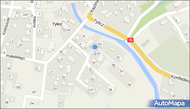 Tylicz, Pułaskiego Kazimierza, gen., 5, mapa Tylicz