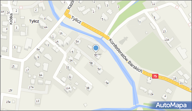 Tylicz, Pułaskiego Kazimierza, gen., 5C, mapa Tylicz