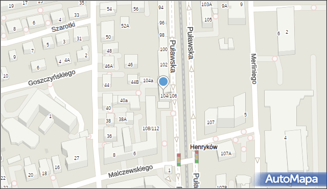 Warszawa, Puławska, 106, mapa Warszawy