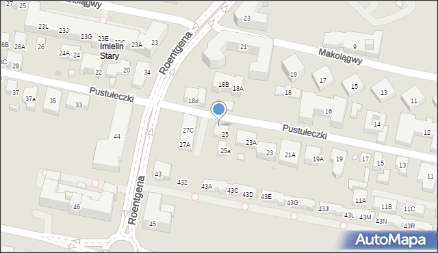 Warszawa, Pustułeczki, 25B, mapa Warszawy