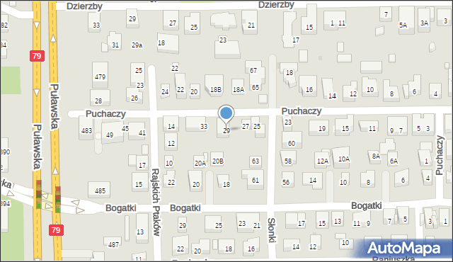 Warszawa, Puchaczy, 29, mapa Warszawy