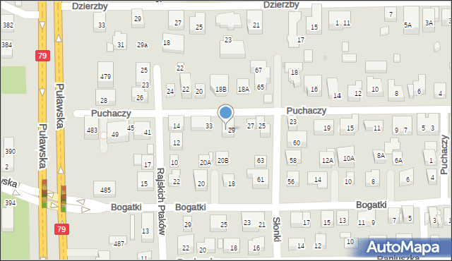 Warszawa, Puchaczy, 31, mapa Warszawy