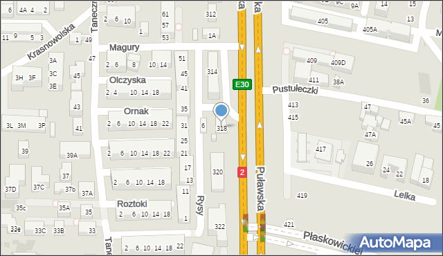 Warszawa, Puławska, 318, mapa Warszawy