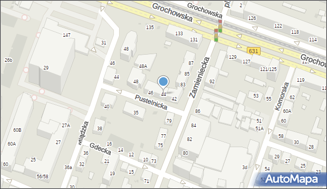 Warszawa, Pustelnicka, 44, mapa Warszawy