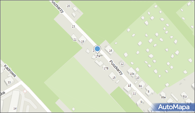 Warszawa, Puszkarzy, 17A, mapa Warszawy