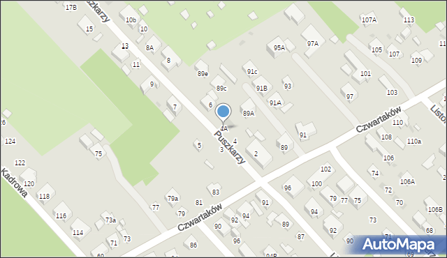 Warszawa, Puszkarzy, 4A, mapa Warszawy