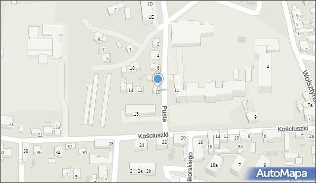 Wschowa, Pusta, 10, mapa Wschowa