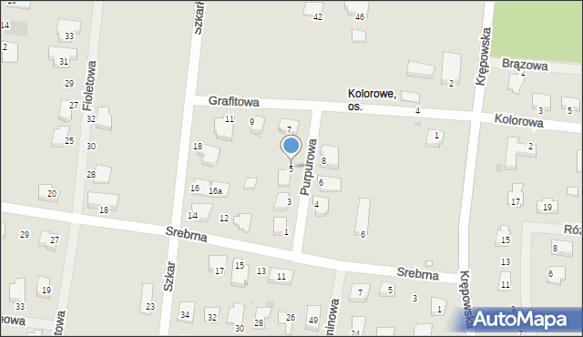 Zielona Góra, Purpurowa, 5, mapa Zielona Góra