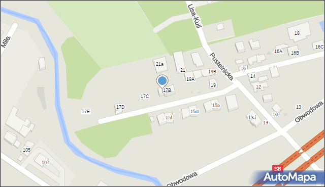 Zielonka, Pustelnicka, 17a, mapa Zielonka