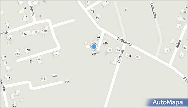 Żory, Pukowca, 46b, mapa Żor