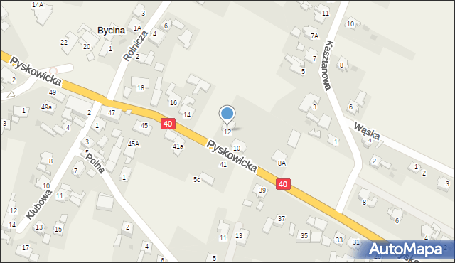 Bycina, Pyskowicka, 12, mapa Bycina