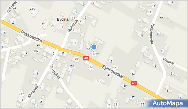 Bycina, Pyskowicka, 14, mapa Bycina