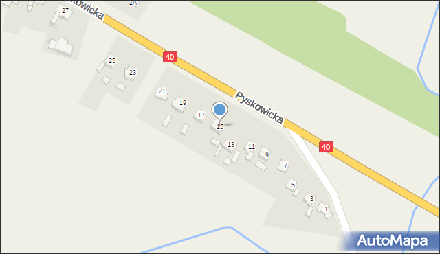 Bycina, Pyskowicka, 15, mapa Bycina