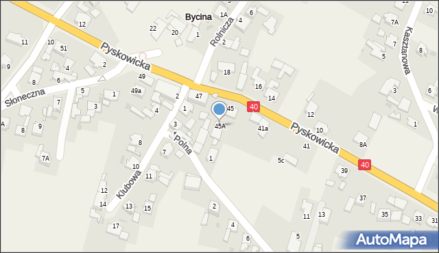 Bycina, Pyskowicka, 45A, mapa Bycina