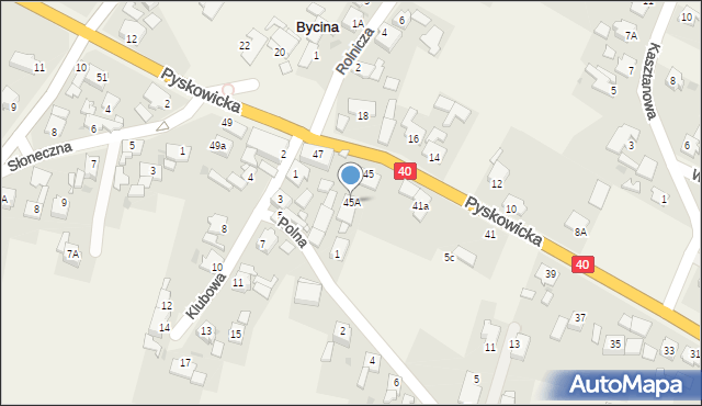 Bycina, Pyskowicka, 45A, mapa Bycina