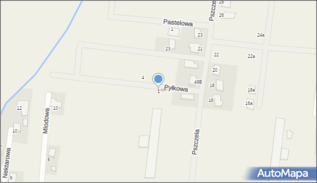 Gąsawy, Pyłkowa, 1, mapa Gąsawy