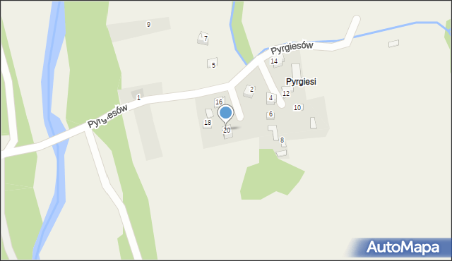 Jeleśnia, Pyrgiesów, 20, mapa Jeleśnia