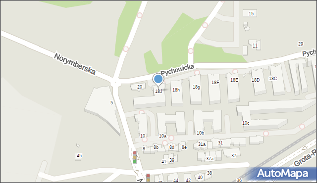 Kraków, Pychowicka, 18J, mapa Krakowa