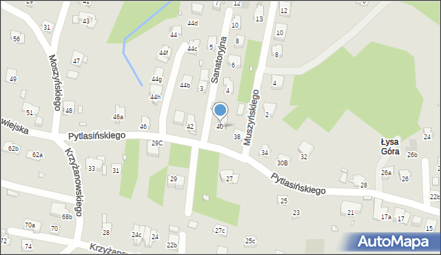 Kraków, Pytlasińskiego Władysława, 40, mapa Krakowa